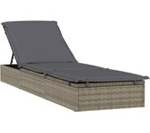 Tumbona de jardín | tumbona de exterior | silla 1 ud con cojín ratán sintético gris 201x55x62 cm cfw601215