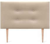 Dhome cabecero de polipiel premium pro con 2 hileras de botones y patas cabezal tapizado cama lujo (beige, 105cm)