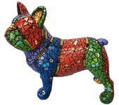 Origen home decor perro bulldog animales figura de perro azul - 19x31x9cm resina decorativa