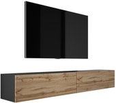 Mueble tv suspendido, (2 x 100) x 34 x 32 cm, negro mate / roble wotan