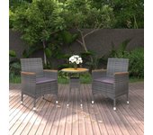 Juego de comedor de jardín 3 piezas，conjunto de comedor de exterior，conjunto de jardín ratán sintético gris cfw819358