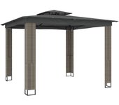Tienda de jardín | cenador con doble techo de tela gris antracita 2,94x2,94 m cfw310778