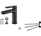 Grifo de baño auralum max, negro, con espumador desmontable + toallero de acero inoxidable 304 con 3 barras giratorios de 180°, negro