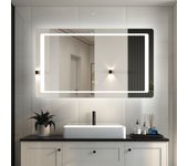 Espejo baño rectangular con led 120 x 70 cm, 2 botón tátil, antivaho