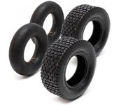 Set 2x cubiertas 2x cámaras aire tractor cortacésped carro jardín 15x6.00-6 4pr válvula angular