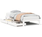 Cama para adulto | cama individual | estructura cama con cajones madera maciza pino blanca 90x190 cm cfw47307