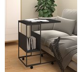 Vidaxl mesa auxiliar con ruedas madera ingeniería negra 55x36x63,5 cm