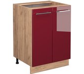 Vicco mueble bajo de cocina fame-line, rojo burdeos alto brillo, 60 cm , et antracita