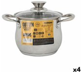 Olla con tapa de cristal quttin new neron acero 17,5 x 13,2 cm (4 unidades)