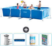 Paquete de piscina - intex - rectángulo - 450x220x84 cm + accesorios cb100