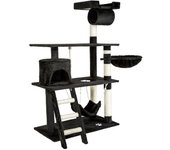 Árbol para gatos rascador nicho juguete de peluche negro 141 cm 08_0000514