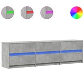 Mueble tv led laminado en madera gris hormigón 180x34x50 cm