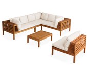 Conjunto de jardín de 6 plazas de madera de eucalipto crudo maupiti