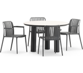 Set de comedor jardin redondo 4 plazas antracita - petra & cora