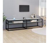 Mueble tv mármol blanco 160x40x40,5 cm vidrio templado