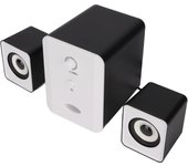 Altavoces de escritorio alimentados por usb con subwoofer para pc, portátil, tableta y escritorio - versión dazzle black white