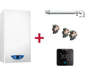 Caldera de condensación, ariston, matis condens plus 24 + termostato cube s net + kit de tres grifos + kit salida de humos, clase energetica a