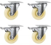 4 ruedas de placa giratorias de nilon 5 125mm con freno para muebles, carros, soportes
