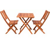 Yoevu -set de madera de acacia 3 piezas, 1 mesa y 2 sillas plegables, conjunto de jardín compacto y duradero, ideal para terrazas, balcones y patio