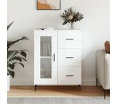 Aparador | aparador de comedor | armario de cocina de madera contrachapada blanco brillante 69,5x34x90 cm cfw97952