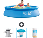 Paquete de piscina - intex - alrededor - 244x244x61 cm + accesorios cb77