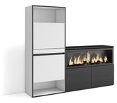 Zapatero, 167x35x145cm, dormitorio, habitación, chimenea eléctrica xxl, blanco