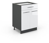 Vicco mueble bajo de cocina fame-line, blanco alto brillo, 60 cm con cajón, sin encimera