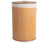 Cesto para la ropa bambu redondo 40x60 beige h&h
