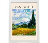 Lámina de campo en neumático con cipreses cuadros decorativos estampados impresiones de pared inspiradas en van gogh a3 con marcos blanco