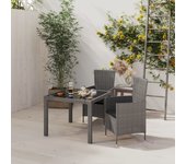 Set de comedor de jardín 3 piezas，conjunto de comedor de exterior，conjunto de jardín y cojines ratán sintético gris cfw430005