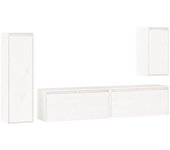Mueble de tv de 4 piezas en madera maciza de pino blanco