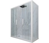 Mampara de ducha 2 lados deslizante 70x150 cm de pvc blanco matt h 200 vidrio transparente mod. glam duo