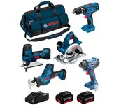Bosch kit 18v bk502bag (gsa 18 v-li c + gst 18 v-li s + gks 18 v-li + gsb 18v-21 + gdr 18v-160 + 2 x 5,0 ah + gal18v-40 + bolsa)