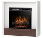 Klar - chimenea eléctrica independiente con calefacción por suelo radiante led - 23' - blanco mate / roble - 90 x 85 x 32