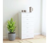 Aparador | aparador de comedor | armario de cocina con 6 cajones madera contrachapada blanco 50x34x96 cm cfw78338