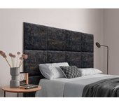 Dhome cabecero tapizado compuesto de paneles autoadhesivos intercambiables serie luxury edition cama lujo dormitorio (luxurious black, 105cm)