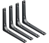 Soportes de pared para estantes flotantes (paquete de 4), soportes ocultos, color negro