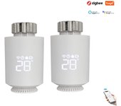 2 termostatos inteligentes zigbee 3.0 para radiador, con wifi, compatible con alexa y google home. control por app.