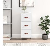 Aparador | aparador de comedor | armario de cocina de madera contrachapada blanco brillante 34,5x34x90 cm cfw62612