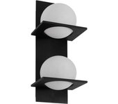 Lucande aplique de pared kulka, 2 luces, negro, cristal, g9, aplique