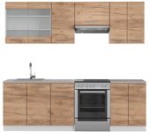 Vicco mueble de cocina fame-line, oro potencia roble/blanco, 240 cm sin encimera