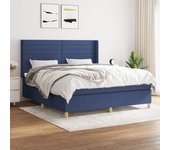 Cama con somier y colchón azul 180x200 cm tela