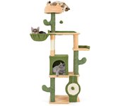 Árbol para gatos cactus alto de 160cm, mueble para gatos de 5 pisos con percha, hamaca, perrera, plataforma y rascador de sisal, rascador para gatos