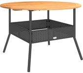 Mesa de jardín，mesa para exteriores，mesa de patio superficie madera acacia ratán negro ø110x71 cm cfw310778