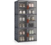 Costway cajas de zapatos plástico, cajas de almacenamiento de 12 cubos con cubiertas, juego de 6 cajas de plástico apilables, organizador de almacenam