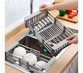 Rejilla de drenaje de cocina, rejilla de fregadero retráctil de acero inoxidable para el hogar, rejilla de almacenamiento-16,5 cm