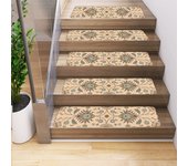 Paquete de 5 alfombrillas antideslizantes para escaleras, alfombras, peldaños de escalera, alfombrillas para escaleras con borde, 76 x 20 cm
