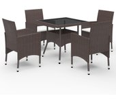Muebles de jardín 5 piezas | conjunto de jardín | muebles de jardín ratán sintético y vidrio marrón cfw69957