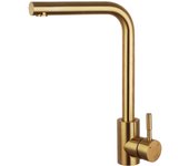 Inguz linea london, grifo de acero inoxidable para fregadero, giratorio 360°. monomando de alta presión. conexiones g3/8. accesorios incluidos. oro