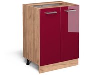 Vicco mueble bajo de cocina r-line, rojo burdeos alto brillo, 60 cm sin encimera